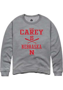 Dylan Carey Rally Mens Graphite Nebraska Cornhuskers NIL Sport Icon Crew Sweatshirt