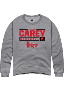 Dylan Carey Rally Mens Graphite Nebraska Cornhuskers NIL Stacked Box Crew Sweatshirt