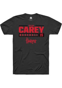 Dylan Carey Black Nebraska Cornhuskers NIL Stacked Box Short Sleeve T Shirt