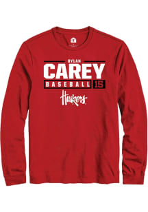 Dylan Carey Rally Mens Red Nebraska Cornhuskers NIL Stacked Box Tee