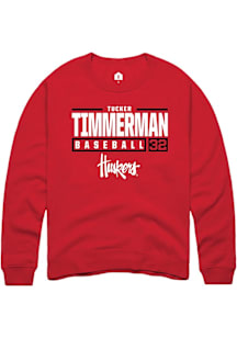 Tucker Timmerman  Rally Nebraska Cornhuskers Mens Red NIL Stacked Box Long Sleeve Crew Sweatshirt