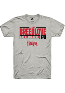 Lani Breedlove Ash Nebraska Cornhuskers NIL Stacked Box Short Sleeve T Shirt