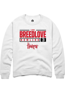 Lani Breedlove Rally Mens White Nebraska Cornhuskers NIL Stacked Box Crew Sweatshirt