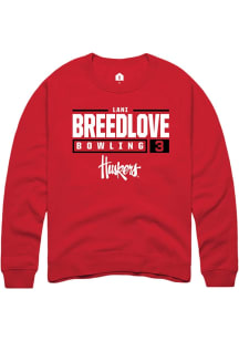 Lani Breedlove Rally Mens Red Nebraska Cornhuskers NIL Stacked Box Crew Sweatshirt