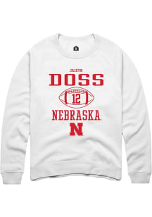 jaidyn Doss  Rally Nebraska Cornhuskers Mens White NIL Sport Icon Long Sleeve Crew Sweatshirt