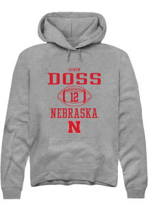 jaidyn Doss Rally Mens Graphite Nebraska Cornhuskers NIL Sport Icon Hooded Sweatshirt