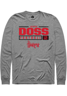 jaidyn Doss Rally Mens Graphite Nebraska Cornhuskers NIL Stacked Box Tee