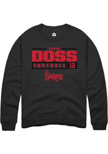 jaidyn Doss  Rally Nebraska Cornhuskers Mens Black NIL Stacked Box Long Sleeve Crew Sweatshirt