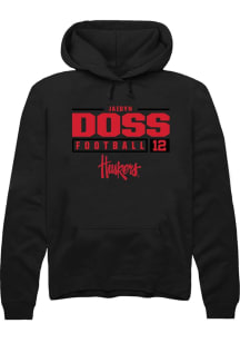 jaidyn Doss Rally Mens Black Nebraska Cornhuskers NIL Stacked Box Hooded Sweatshirt