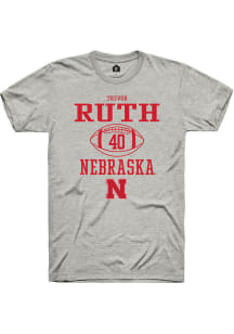 Trevor Ruth  Nebraska Cornhuskers Ash Rally NIL Sport Icon Short Sleeve T Shirt