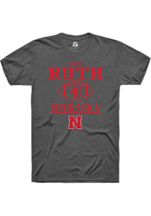 Trevor Ruth  Nebraska Cornhuskers Dark Grey Rally NIL Sport Icon Short Sleeve T Shirt