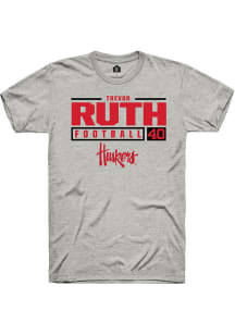 Trevor Ruth  Nebraska Cornhuskers Ash Rally NIL Stacked Box Short Sleeve T Shirt