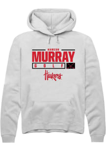 Hamish Murray Rally Mens White Nebraska Cornhuskers NIL Stacked Box Hooded Sweatshirt