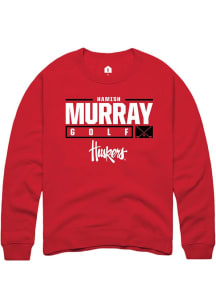 Hamish Murray Rally Mens Red Nebraska Cornhuskers NIL Stacked Box Crew Sweatshirt