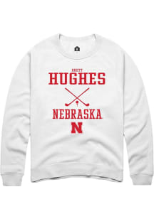 Rhett Hughes Rally Mens White Nebraska Cornhuskers NIL Sport Icon Crew Sweatshirt