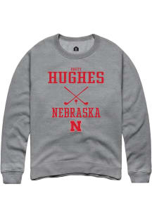 Rhett Hughes Rally Mens Graphite Nebraska Cornhuskers NIL Sport Icon Crew Sweatshirt