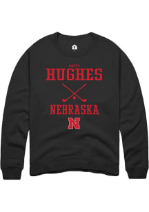 Rhett Hughes Rally Mens Black Nebraska Cornhuskers NIL Sport Icon Crew Sweatshirt