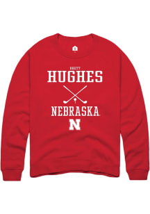 Rhett Hughes Rally Mens Red Nebraska Cornhuskers NIL Sport Icon Crew Sweatshirt
