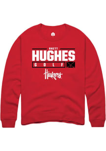 Rhett Hughes Rally Mens Red Nebraska Cornhuskers NIL Stacked Box Crew Sweatshirt