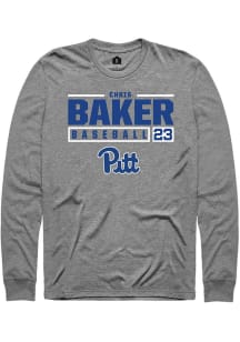 Chris Baker  Pitt Panthers Grey Rally NIL Stacked Box Long Sleeve T Shirt