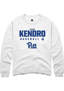 Jacob Kendro Rally Mens White Pitt Panthers NIL Stacked Box Crew Sweatshirt