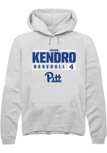 Jacob Kendro Rally Mens White Pitt Panthers NIL Stacked Box Hooded Sweatshirt