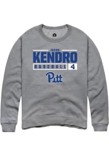 Jacob Kendro Rally Mens Graphite Pitt Panthers NIL Stacked Box Crew Sweatshirt