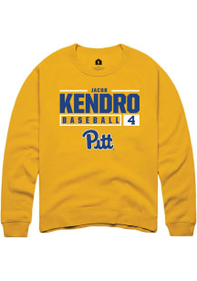 Jacob Kendro Rally Mens Gold Pitt Panthers NIL Stacked Box Crew Sweatshirt