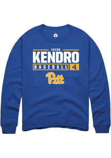 Jacob Kendro Rally Mens Blue Pitt Panthers NIL Stacked Box Crew Sweatshirt