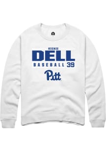 Richie Dell  Rally Pitt Panthers Mens White NIL Stacked Box Long Sleeve Crew Sweatshirt