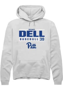 Richie Dell  Rally Pitt Panthers Mens White NIL Stacked Box Long Sleeve Hoodie