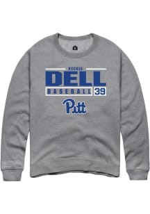 Richie Dell  Rally Pitt Panthers Mens Grey NIL Stacked Box Long Sleeve Crew Sweatshirt