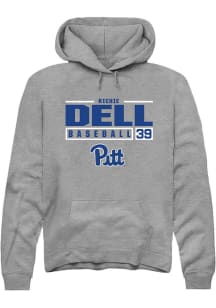 Richie Dell  Rally Pitt Panthers Mens Grey NIL Stacked Box Long Sleeve Hoodie