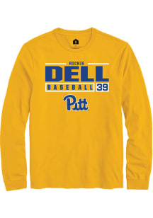 Richie Dell  Pitt Panthers Gold Rally NIL Stacked Box Long Sleeve T Shirt