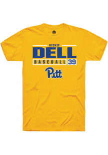 Richie Dell  Pitt Panthers Gold Rally NIL Stacked Box Short Sleeve T Shirt
