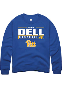 Richie Dell  Rally Pitt Panthers Mens Blue NIL Stacked Box Long Sleeve Crew Sweatshirt