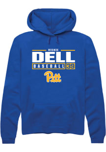 Richie Dell  Rally Pitt Panthers Mens Blue NIL Stacked Box Long Sleeve Hoodie