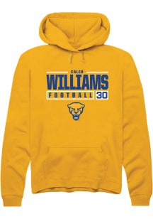 Caleb Williams  Rally Pitt Panthers Mens Gold NIL Stacked Box Long Sleeve Hoodie