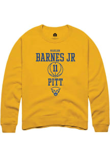 Marlon Barnes Jr Rally Mens Gold Pitt Panthers NIL Sport Icon Crew Sweatshirt