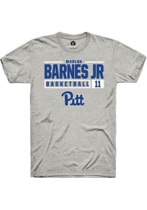 Marlon Barnes Jr Ash Pitt Panthers NIL Stacked Box Short Sleeve T Shirt