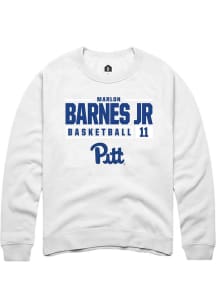 Marlon Barnes Jr Rally Mens White Pitt Panthers NIL Stacked Box Crew Sweatshirt