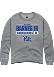 Marlon Barnes Jr Rally Mens Graphite Pitt Panthers NIL Stacked Box Crew Sweatshirt