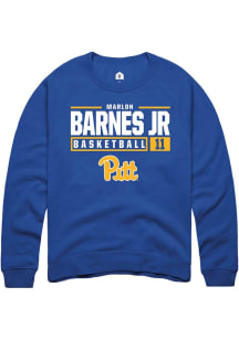 Marlon Barnes Jr Rally Mens Blue Pitt Panthers NIL Stacked Box Crew Sweatshirt