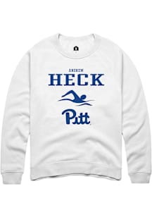 Andrew Heck  Rally Pitt Panthers Mens White NIL Sport Icon Long Sleeve Crew Sweatshirt