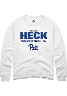 Andrew Heck  Rally Pitt Panthers Mens White NIL Stacked Box Long Sleeve Crew Sweatshirt
