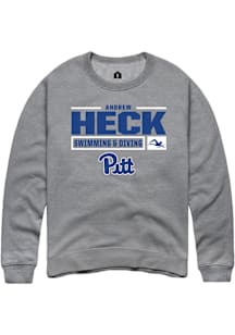 Andrew Heck  Rally Pitt Panthers Mens Graphite NIL Stacked Box Long Sleeve Crew Sweatshirt