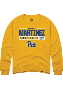 Desirae Martinez Rally Mens Gold Pitt Panthers NIL Stacked Box Crew Sweatshirt