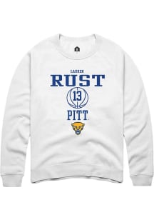 Lauren Rust Rally Mens White Pitt Panthers NIL Sport Icon Crew Sweatshirt