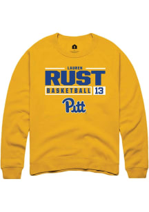 Lauren Rust Rally Mens Gold Pitt Panthers NIL Stacked Box Crew Sweatshirt