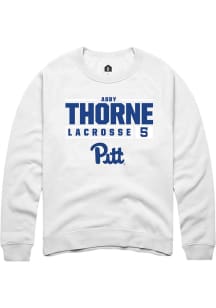 Abby Thorne Rally Mens White Pitt Panthers NIL Stacked Box Crew Sweatshirt